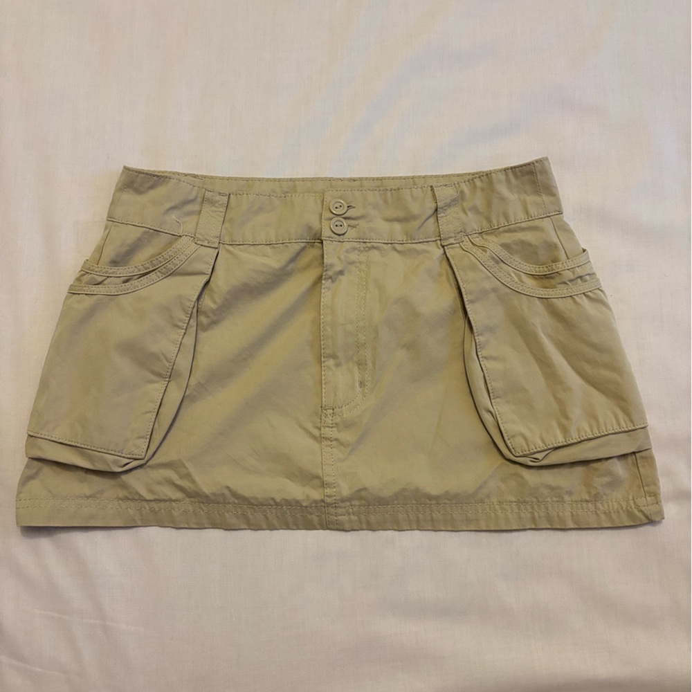 Tan Mini Skirt with Pockets
